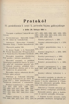 [Kadencja X, sesja I, pos. 11] Protokoły z I. sesji X. peryodu Sejmu krajowego Królestwa Galicyi i Lodomeryi wraz z Wielkiem Księstwem Krakowskiem w latach 1913 i 1914. Posiedzenie 11
