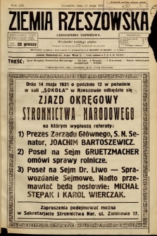 Ziemia Rzeszowska : czasopismo narodowe. 1931, nr 20