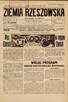Ziemia Rzeszowska : czasopismo narodowe. 1931, nr 52