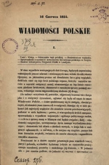 Wiadomości Polskie. R. 1, 1854, cz. 1, nr 1