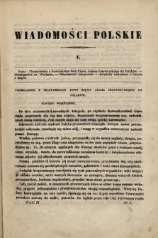 Wiadomości Polskie. R. 1, 1854, cz. 2, nr 1