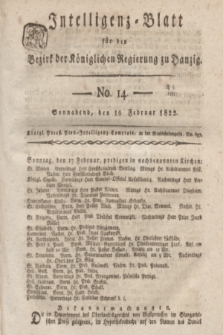 Intelligenz-Blatt für den Bezirk der Königlichen Regierung zu Danzig. 1822, No. 14 (16 Februar) + dod.