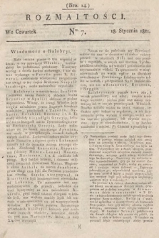 Rozmaitości : oddział literacki Gazety Lwowskiej. 1821, nr 7