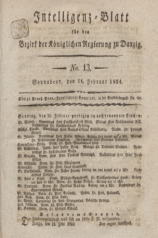 Intelligenz-Blatt für den Bezirk der Königlichen Regierung zu Danzig. 1824, No. 13 (14 Februar) + dod.
