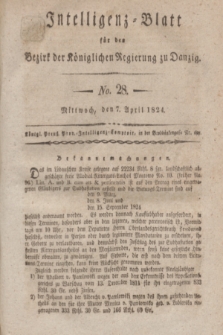 Intelligenz-Blatt für den Bezirk der Königlichen Regierung zu Danzig. 1824, No. 28 (7 April) + dod.