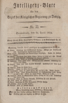Intelligenz-Blatt für den Bezirk der Königlichen Regierung zu Danzig. 1824, No. 33 (24 April) + dod.