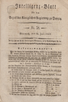 Intelligenz-Blatt für den Bezirk der Königlichen Regierung zu Danzig. 1824, No. 58 (21 Juli) + dod.