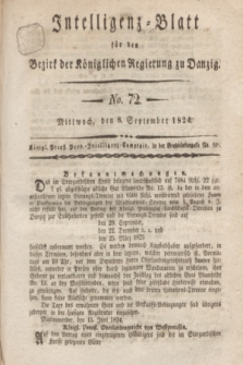 Intelligenz-Blatt für den Bezirk der Königlichen Regierung zu Danzig. 1824, No. 72 (8 September) + dod.