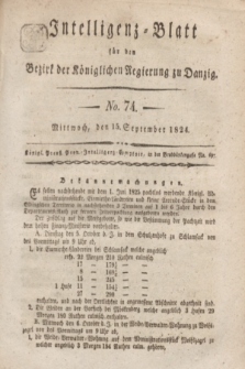 Intelligenz-Blatt für den Bezirk der Königlichen Regierung zu Danzig. 1824, No. 74 (15 September) + dod.