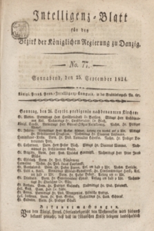 Intelligenz-Blatt für den Bezirk der Königlichen Regierung zu Danzig. 1824, No. 77 (25 September) + dod.
