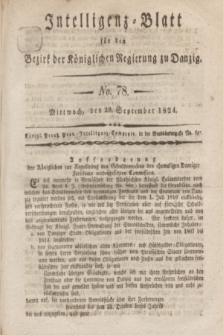 Intelligenz-Blatt für den Bezirk der Königlichen Regierung zu Danzig. 1824, No. 78 (29 September) + dod.