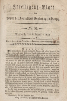 Intelligenz-Blatt für den Bezirk der Königlichen Regierung zu Danzig. 1824, No. 80 (6 October) + dod.