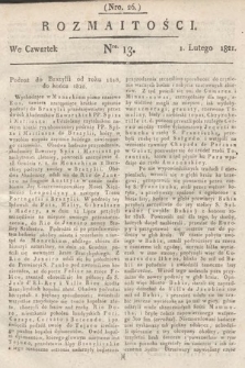 Rozmaitości : oddział literacki Gazety Lwowskiej. 1821, nr 13