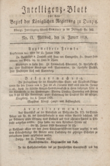 Intelligenz-Blatt für den Bezirk der Königlichen Regierung zu Danzig. 1828, No. 13 (16 Januar)
