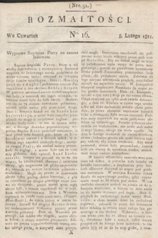 Rozmaitości : oddział literacki Gazety Lwowskiej. 1821, nr 16