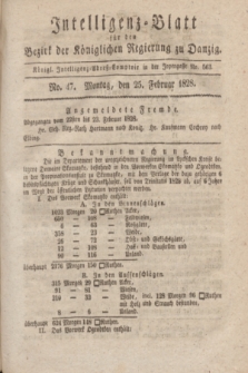 Intelligenz-Blatt für den Bezirk der Königlichen Regierung zu Danzig. 1828, No. 47 (25 Februar)