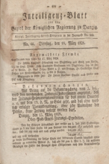 Intelligenz-Blatt für den Bezirk der Königlichen Regierung zu Danzig. 1828, No. 66 (18 März) + dod.