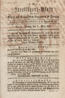 Intelligenz-Blatt für den Bezirk der Königlichen Regierung zu Danzig. 1828, No. 69 (21 März) + dod.