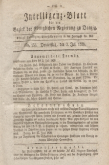 Intelligenz-Blatt für den Bezirk der Königlichen Regierung zu Danzig. 1828, No. 153 (3 Juli) + dod.