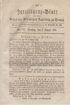 Intelligenz-Blatt für den Bezirk der Königlichen Regierung zu Danzig. 1828, No. 181 (5 August) + dod.