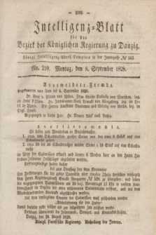 Intelligenz-Blatt für den Bezirk der Königlichen Regierung zu Danzig. 1828, No. 210 (8 September)