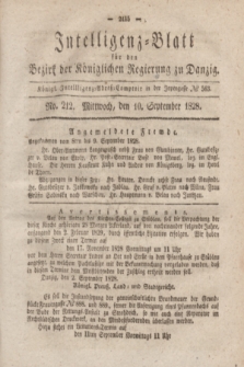 Intelligenz-Blatt für den Bezirk der Königlichen Regierung zu Danzig. 1828, No. 212 (10 September) + dod.