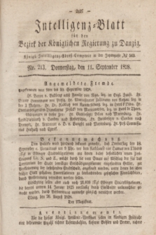 Intelligenz-Blatt für den Bezirk der Königlichen Regierung zu Danzig. 1828, No. 213 (11 September).