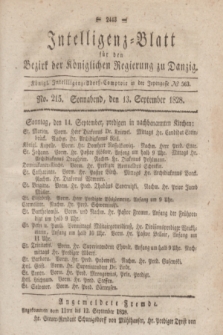 Intelligenz-Blatt für den Bezirk der Königlichen Regierung zu Danzig. 1828, No. 215 (13 September) + dod.