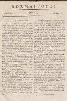 Rozmaitości : oddział literacki Gazety Lwowskiej. 1821, nr 20