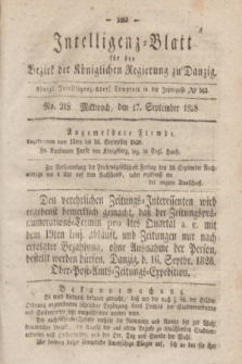 Intelligenz-Blatt für den Bezirk der Königlichen Regierung zu Danzig. 1828, No. 218 (17 September) + dod.