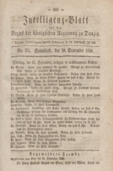 Intelligenz-Blatt für den Bezirk der Königlichen Regierung zu Danzig. 1828, No. 221 (20 September) + dod.