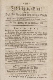 Intelligenz-Blatt für den Bezirk der Königlichen Regierung zu Danzig. 1828, No. 222 (22 September) + dod.