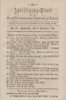 Intelligenz-Blatt für den Bezirk der Königlichen Regierung zu Danzig. 1828, No. 227 (27 September) + dod.