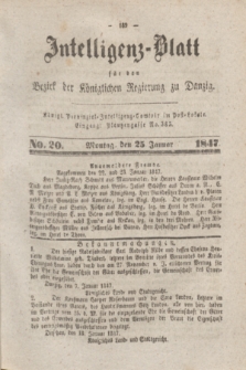 Intelligenz-Blatt für den Bezirk der Königlichen Regierung zu Danzig. 1847, No. 20 (25 Januar)
