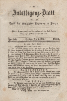 Intelligenz-Blatt für den Bezirk der Königlichen Regierung zu Danzig. 1847, No. 54 (5 März)