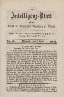 Intelligenz-Blatt für den Bezirk der Königlichen Regierung zu Danzig. 1847, No. 80 (7 April) + dod.