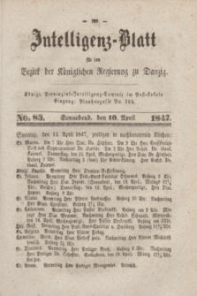 Intelligenz-Blatt für den Bezirk der Königlichen Regierung zu Danzig. 1847, No. 83 (10 April) + dod.
