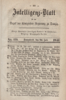 Intelligenz-Blatt für den Bezirk der Königlichen Regierung zu Danzig. 1847, No. 170 (24 Juli) + dod.