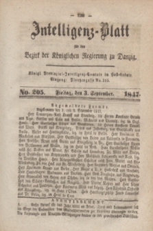 Intelligenz-Blatt für den Bezirk der Königlichen Regierung zu Danzig. 1847, No. 205 (3 September)
