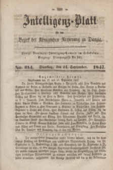 Intelligenz-Blatt für den Bezirk der Königlichen Regierung zu Danzig. 1847, No. 214 (14 September)