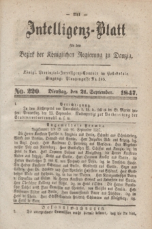 Intelligenz-Blatt für den Bezirk der Königlichen Regierung zu Danzig. 1847, No. 220 (21 September)