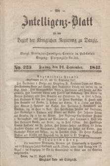 Intelligenz-Blatt für den Bezirk der Königlichen Regierung zu Danzig. 1847, No. 223 (24 September) + dod.