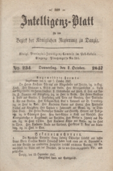 Intelligenz-Blatt für den Bezirk der Königlichen Regierung zu Danzig. 1847, No. 234 (7 October)