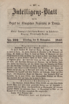 Intelligenz-Blatt für den Bezirk der Königlichen Regierung zu Danzig. 1847, No. 262 (9 November)