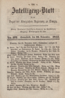 Intelligenz-Blatt für den Bezirk der Königlichen Regierung zu Danzig. 1847, No. 272 (20 November) + dod.