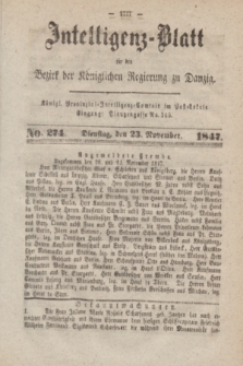 Intelligenz-Blatt für den Bezirk der Königlichen Regierung zu Danzig. 1847, No. 274 (23 November)