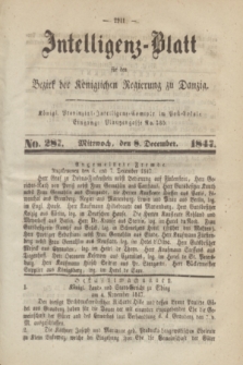 Intelligenz-Blatt für den Bezirk der Königlichen Regierung zu Danzig. 1847, No. 287 (8 December) + dod.