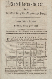 Intelligenz-Blatt für den Bezirk der Königlichen Regierung zu Danzig. 1823, No. 47 (11 Juni) + dod.