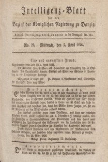 Intelligenz-Blatt für den Bezirk der Königlichen Regierung zu Danzig. 1826, No. 29 (5 April) + dod.