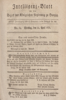 Intelligenz-Blatt für den Bezirk der Königlichen Regierung zu Danzig. 1826, No. 34 (11 April)